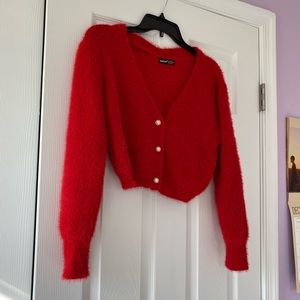 red fuzzy fur sweater ❤️
